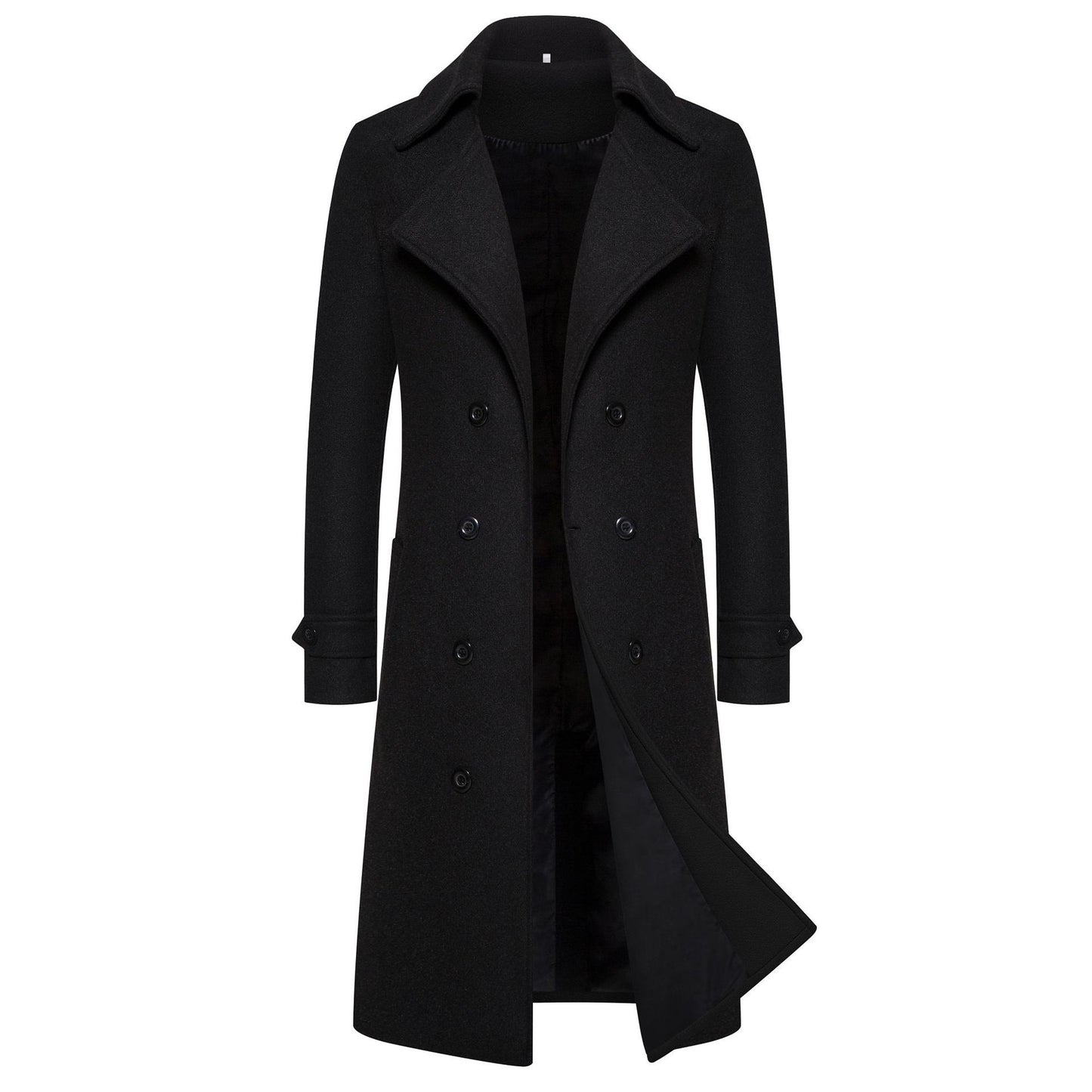 Autumn And Winter Long Double Breasted Trench Coat Men's Woolen