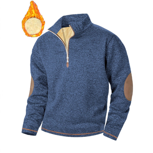 Men's Stand-up Collar Thick Zipper Sweater Jacket Casual Jacquard
