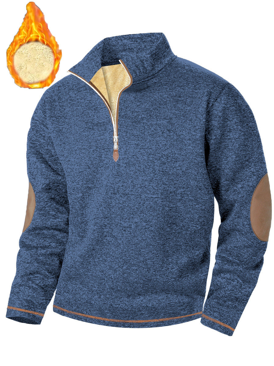 Men's Stand-up Collar Thick Zipper Sweater Jacket Casual Jacquard