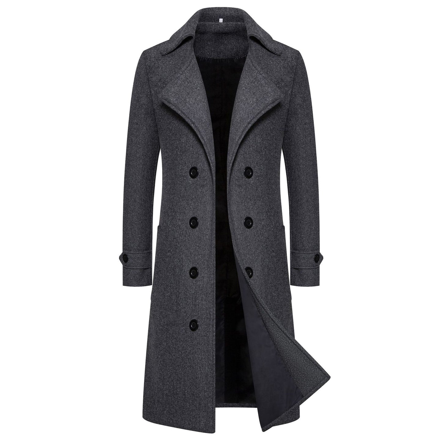 Autumn And Winter Long Double Breasted Trench Coat Men's Woolen