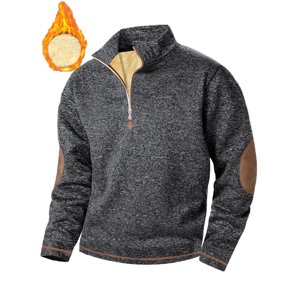 Men's Stand-up Collar Thick Zipper Sweater Jacket Casual Jacquard