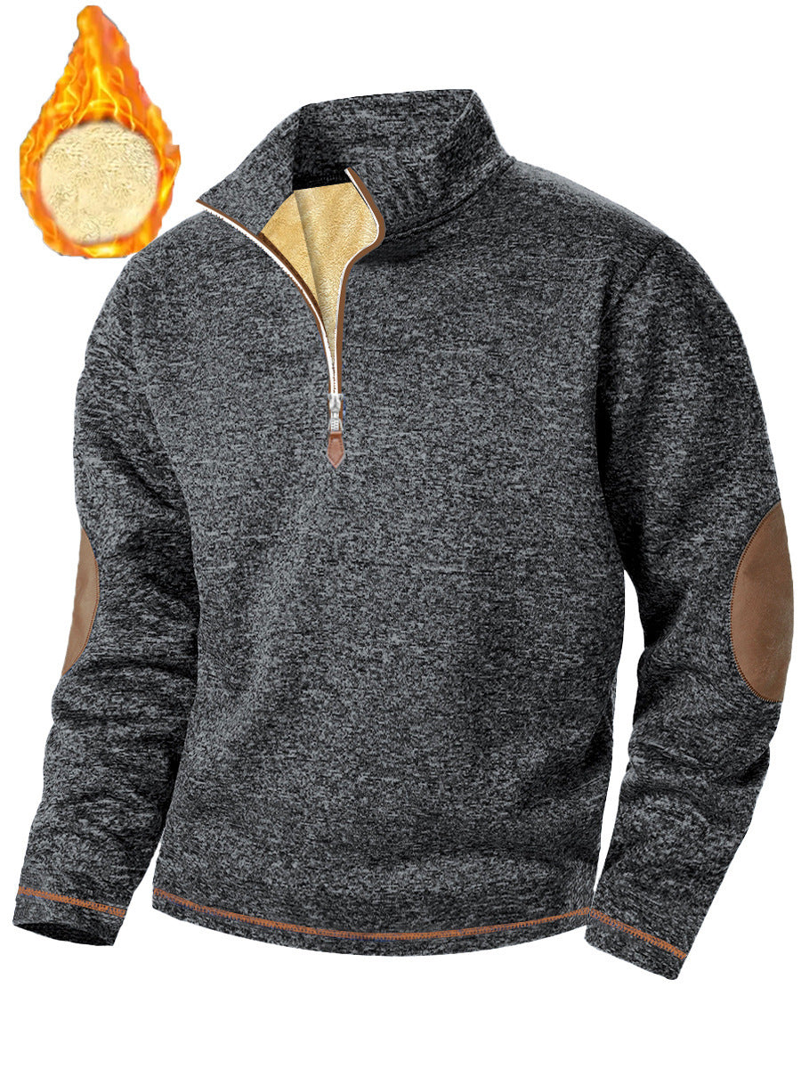 Men's Stand-up Collar Thick Zipper Sweater Jacket Casual Jacquard