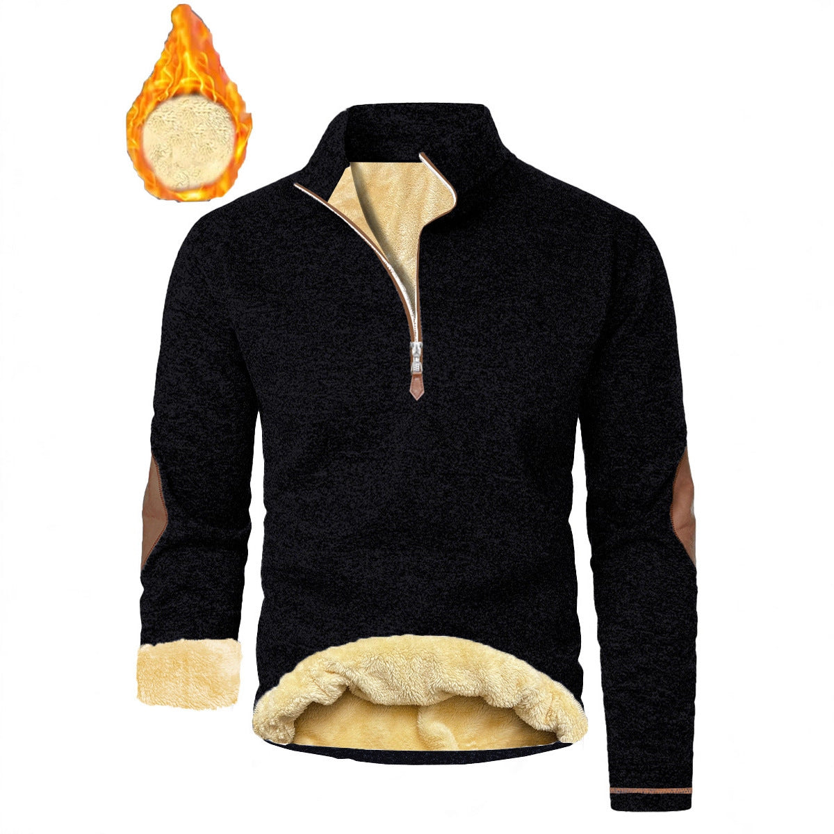 Men's Stand-up Collar Thick Zipper Sweater Jacket Casual Jacquard